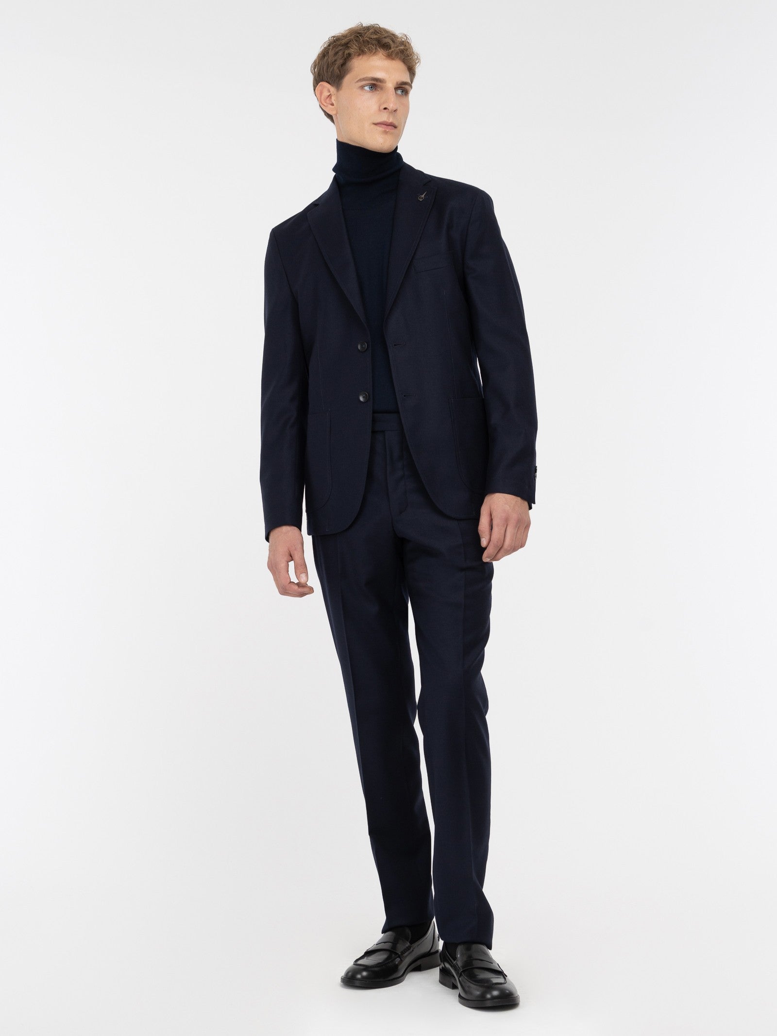 Abito in flanella di lana stretch 44 / BLU
