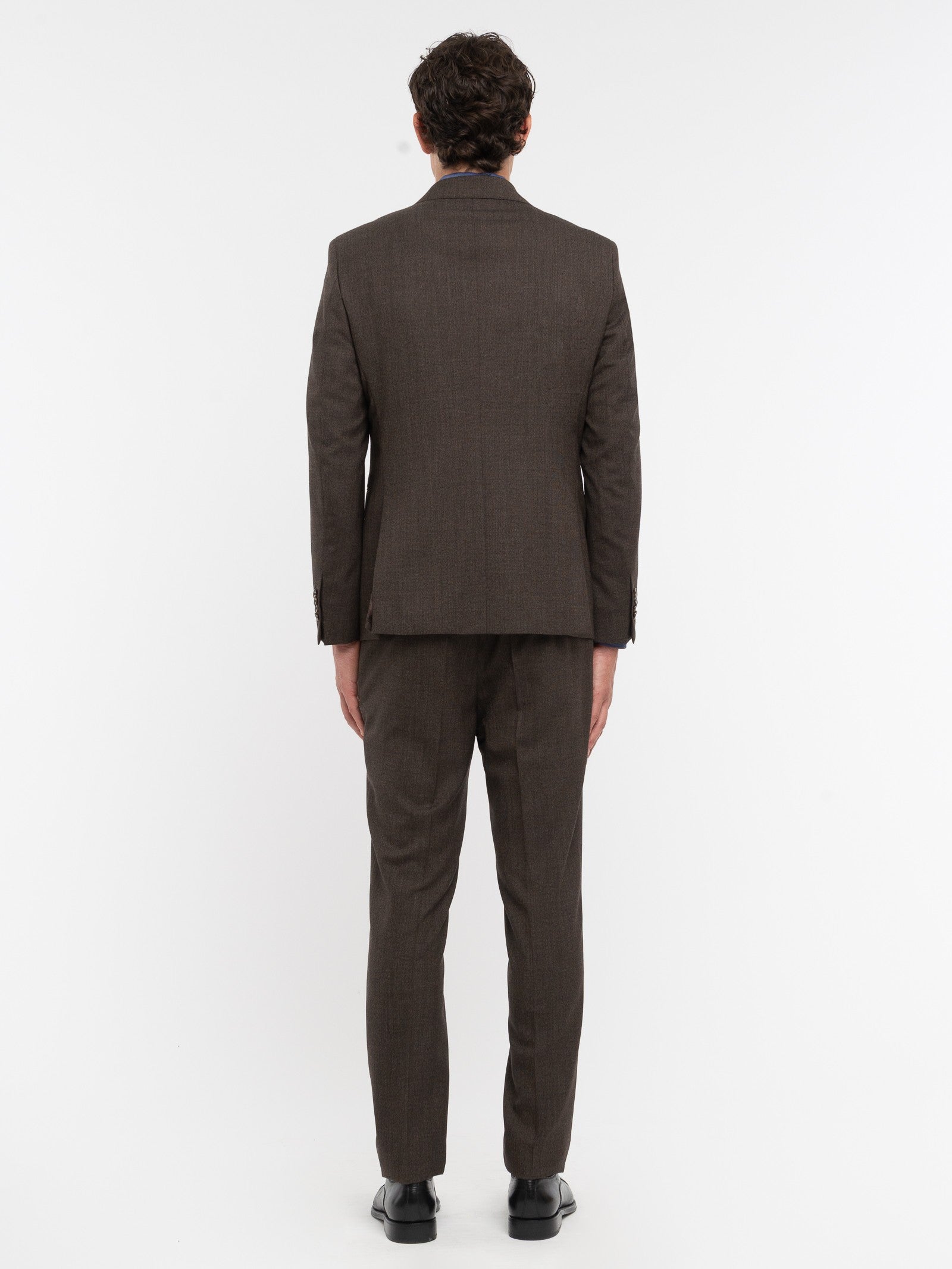 Abito microtexture in lana vergine 44 / MARRONE