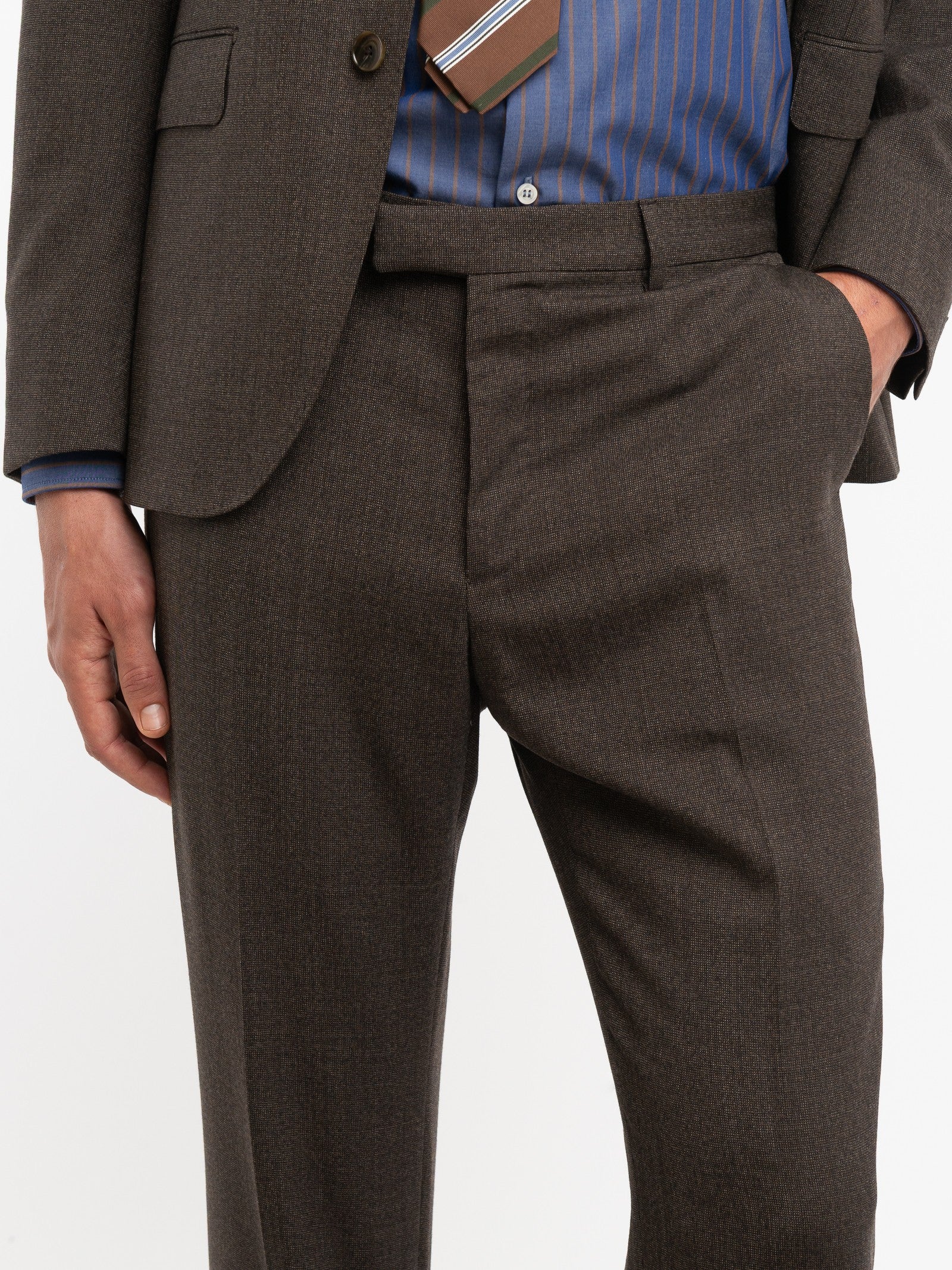 Abito microtexture in lana vergine 44 / MARRONE