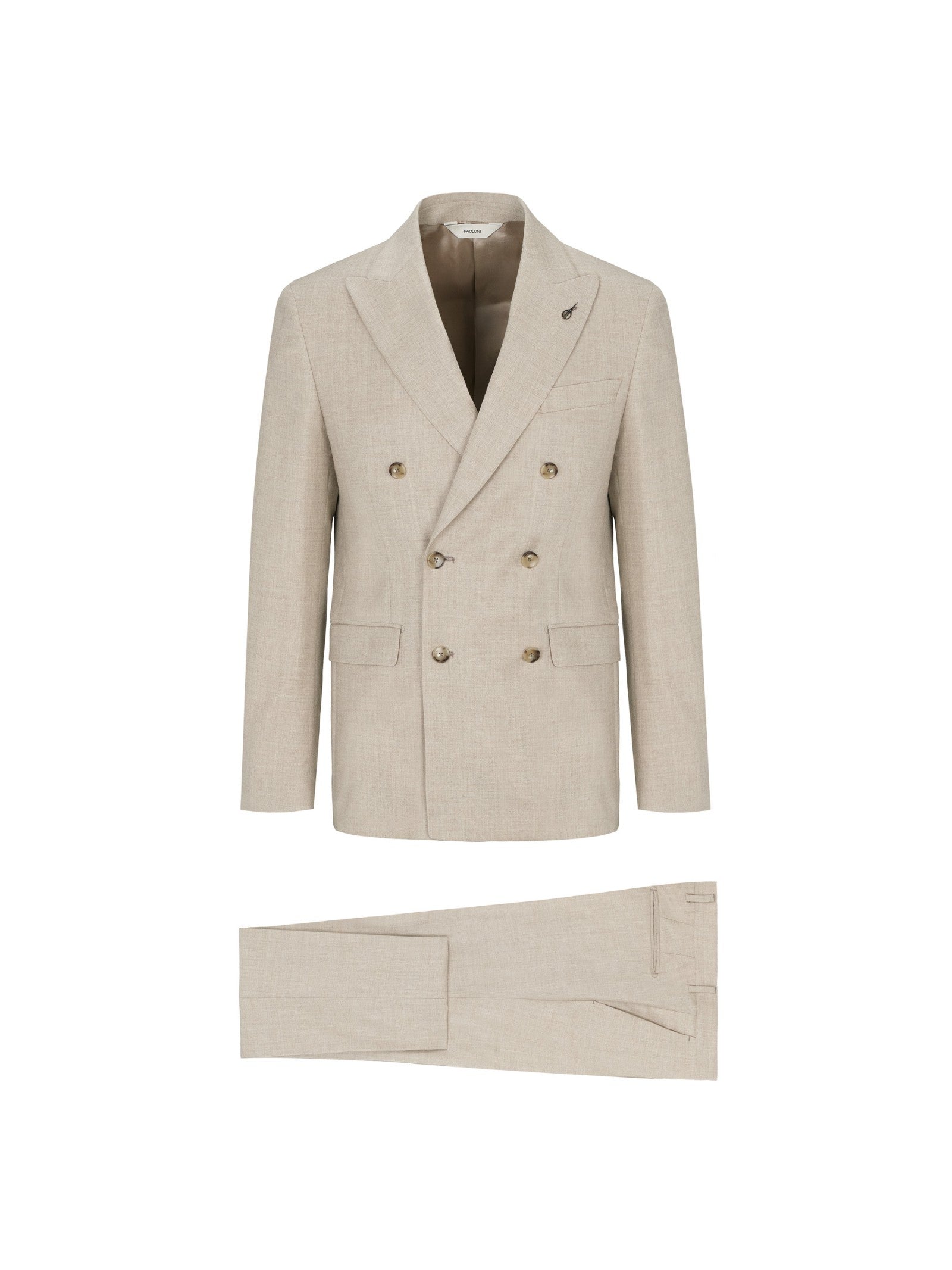 Abito doppiopetto in flanella di lana stretch 44 / BEIGE