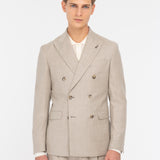 Abito doppiopetto in flanella di lana stretch 44 / BEIGE