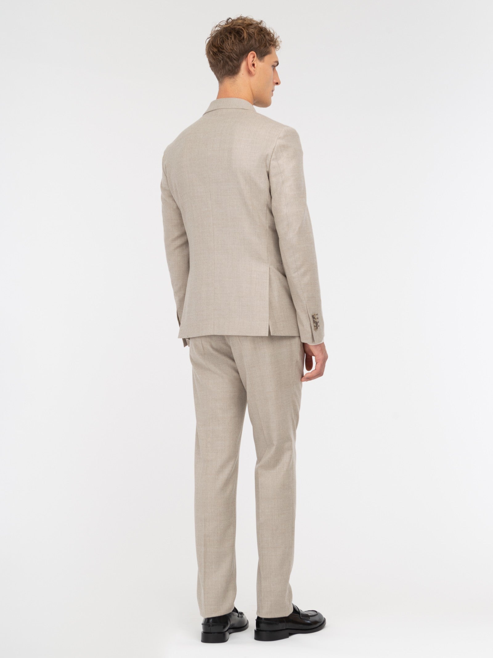 Abito doppiopetto in flanella di lana stretch 44 / BEIGE
