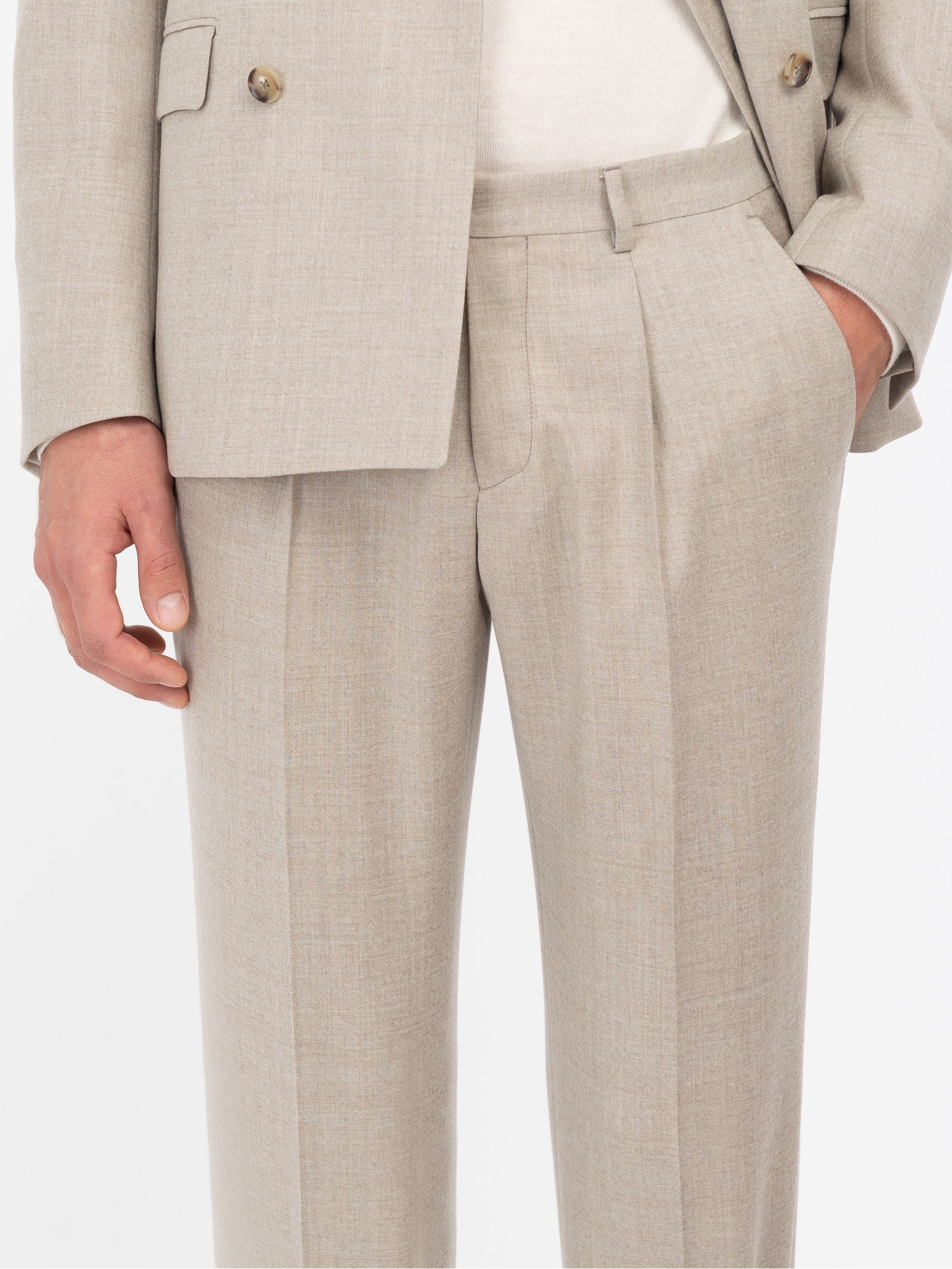 Abito doppiopetto in flanella di lana stretch 44 / BEIGE
