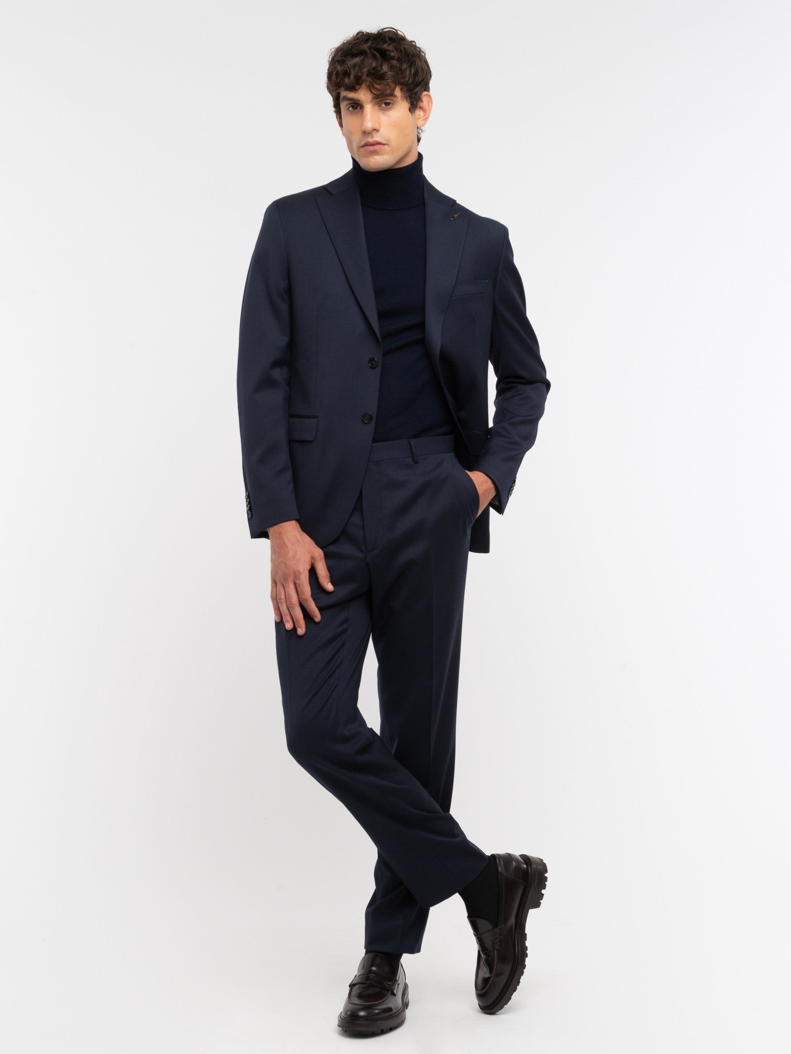 Abito saglia di lana stretch 44 / BLU