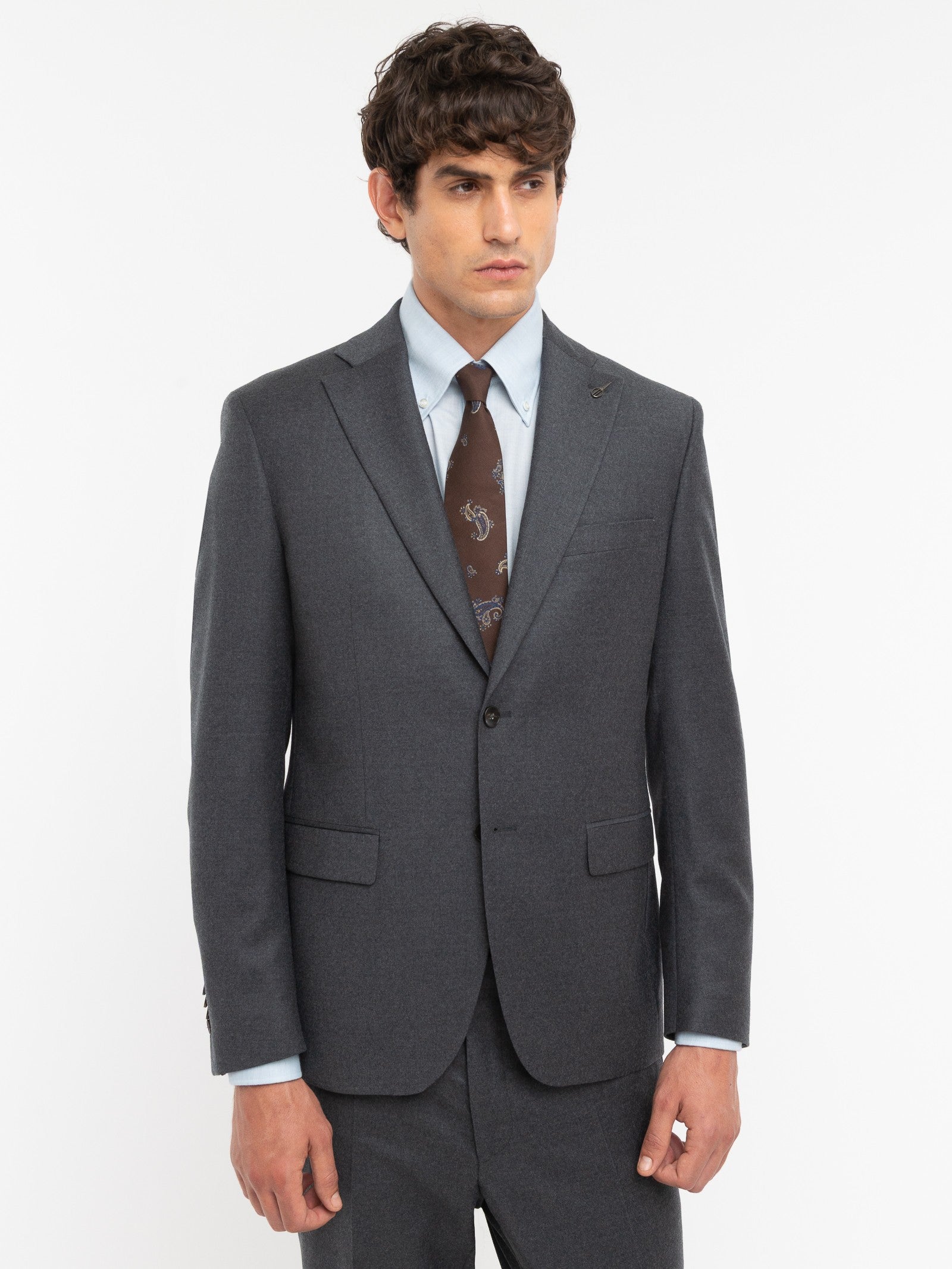 Abito in flanella di lana stretch 44 / GRIGIO