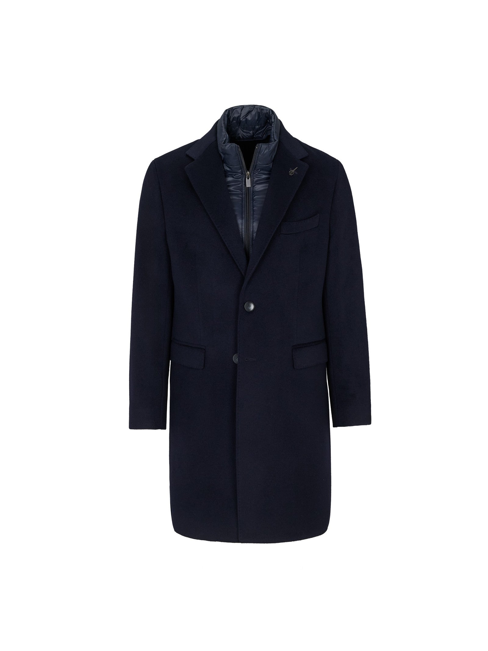 Cappotto con pettorina panno misto lana cashmere 44 / BLU
