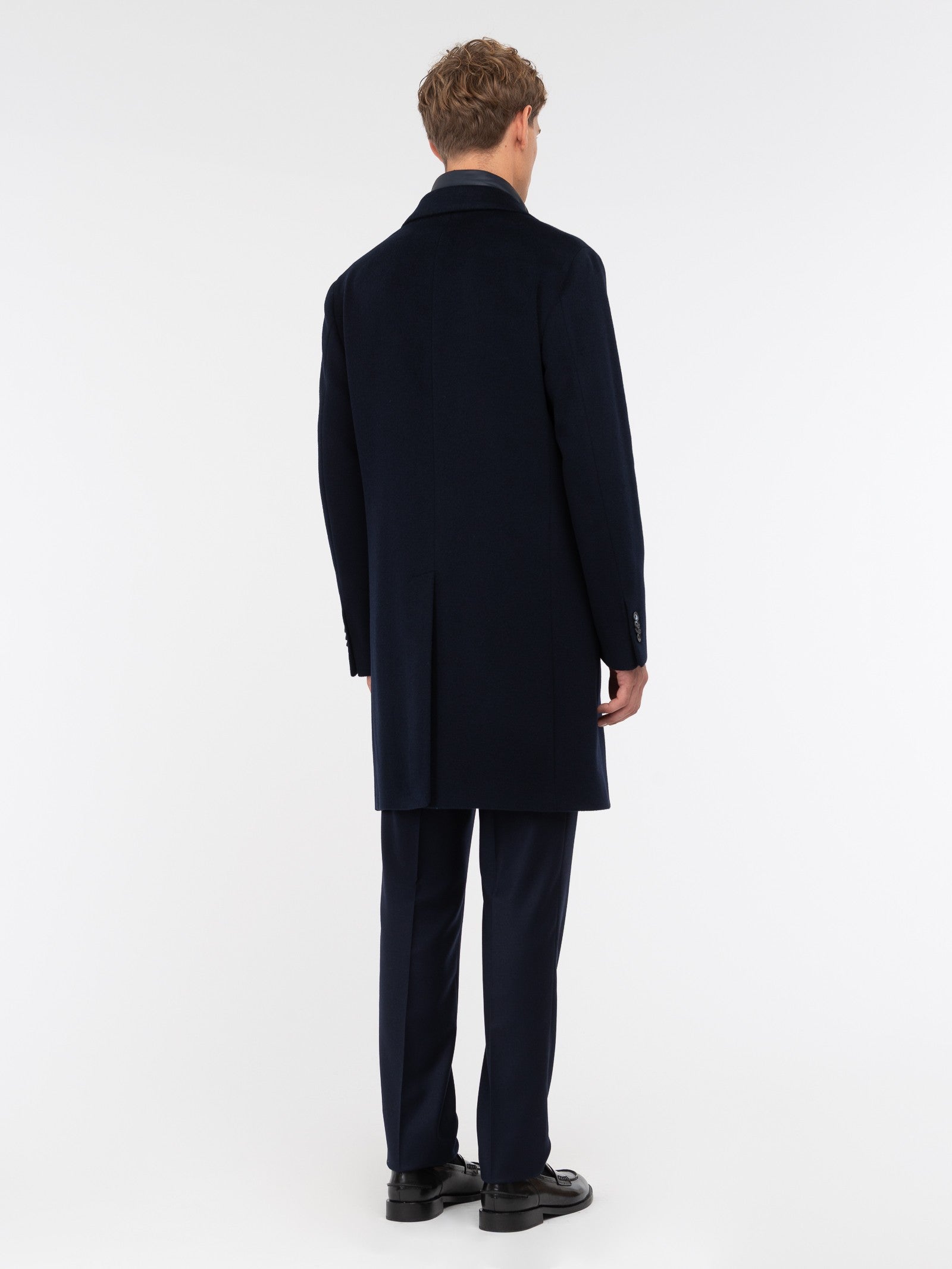 Cappotto con pettorina panno misto lana cashmere 44 / BLU