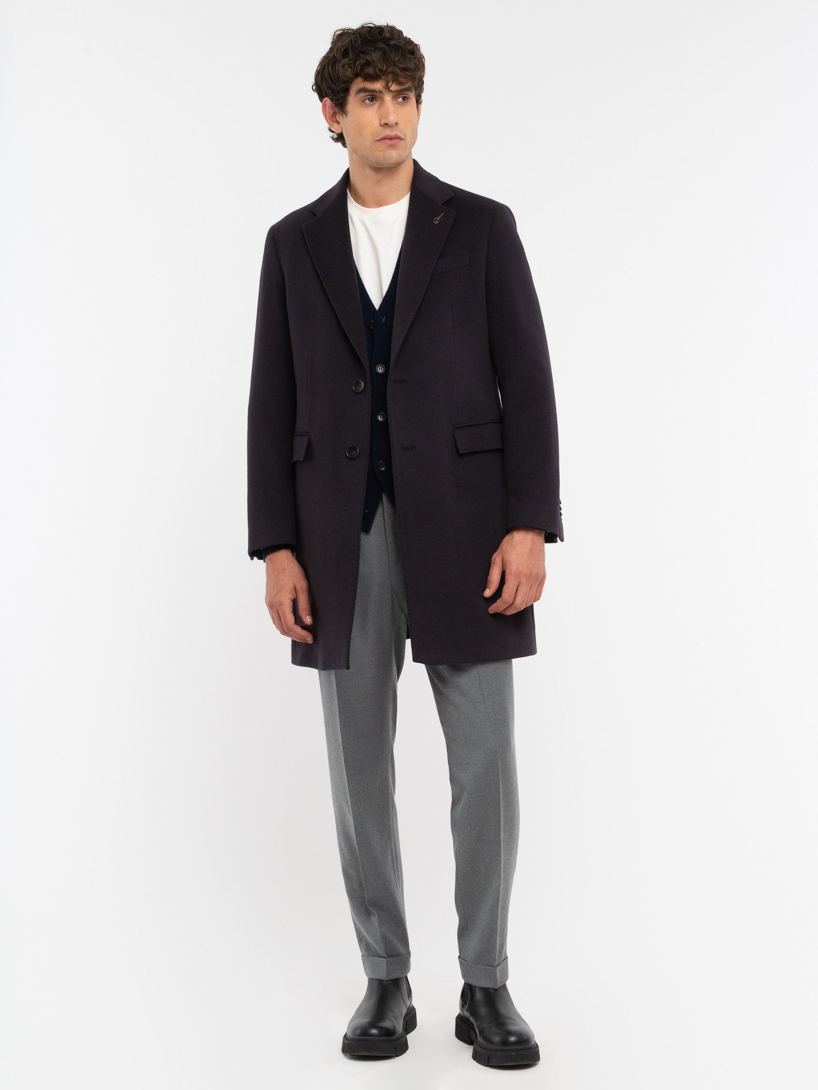 Cappotto panno drap puro cashmere 44 / BLU