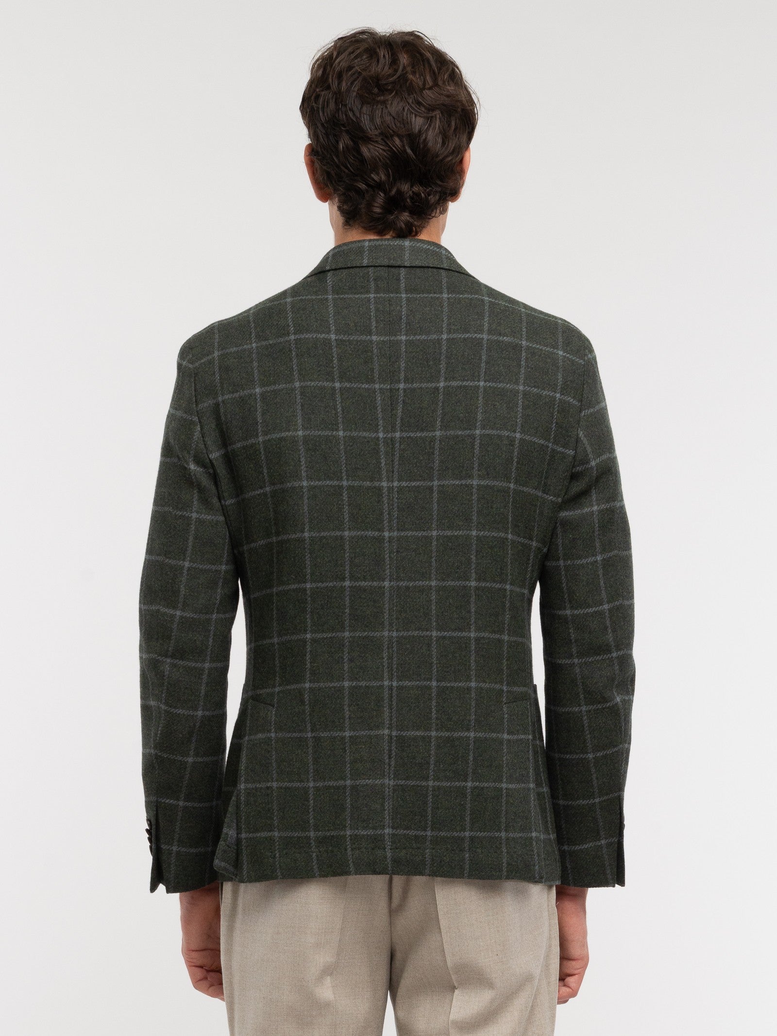 Giacca sfoderata check in misto lana 44 / VERDE