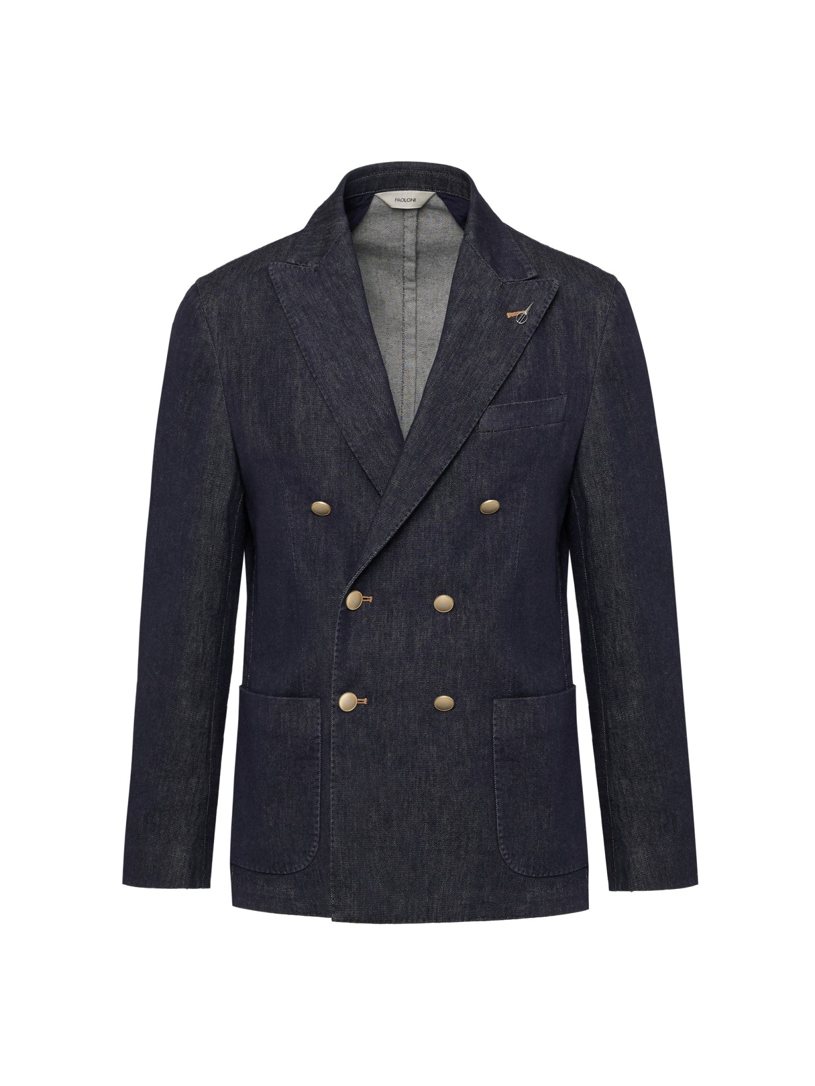 Giacca doppiopetto lavata in denim stretch 44 / BLU