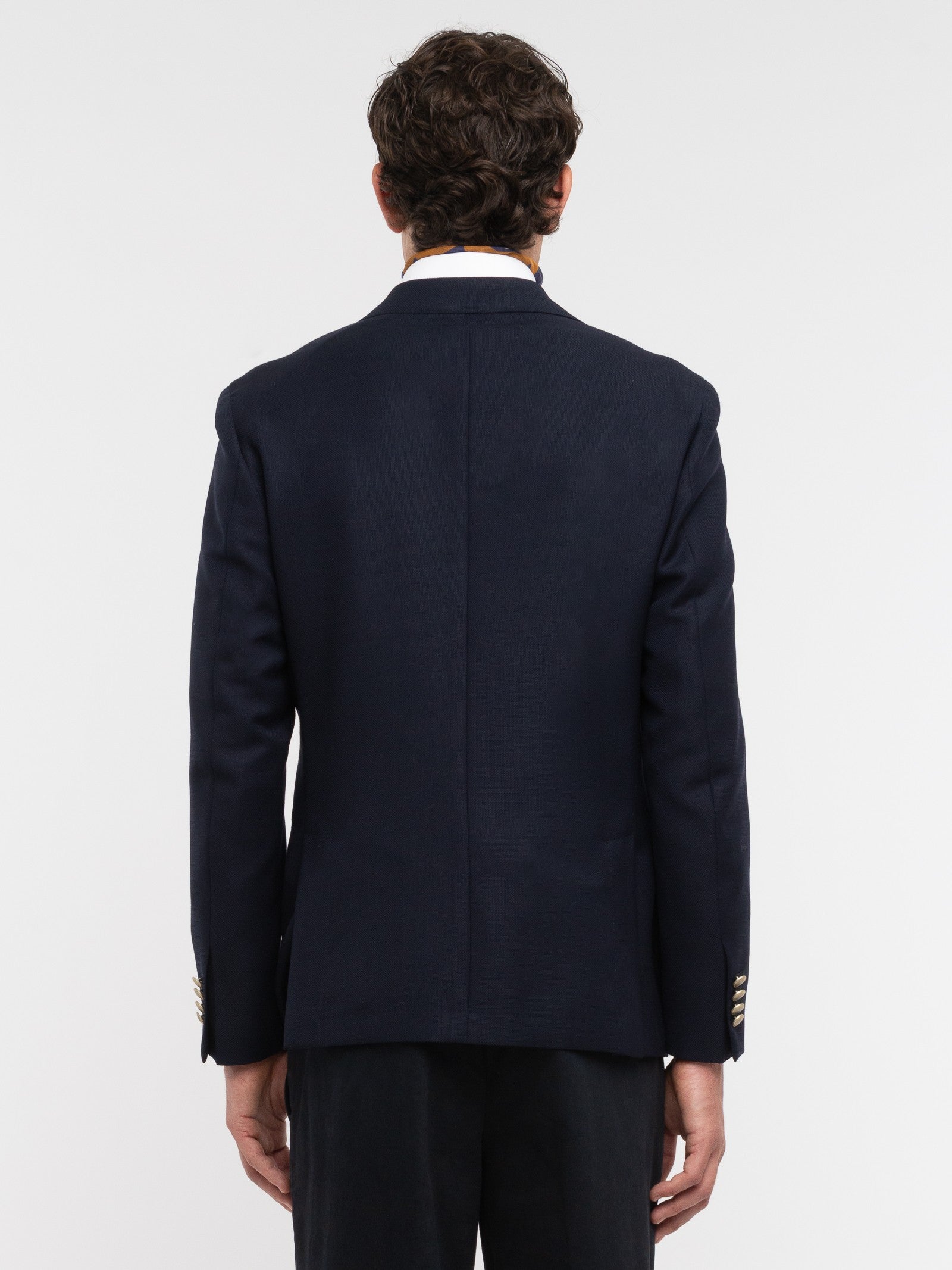 Giacca doppiopetto microtexture in lana vergine 44 / BLU