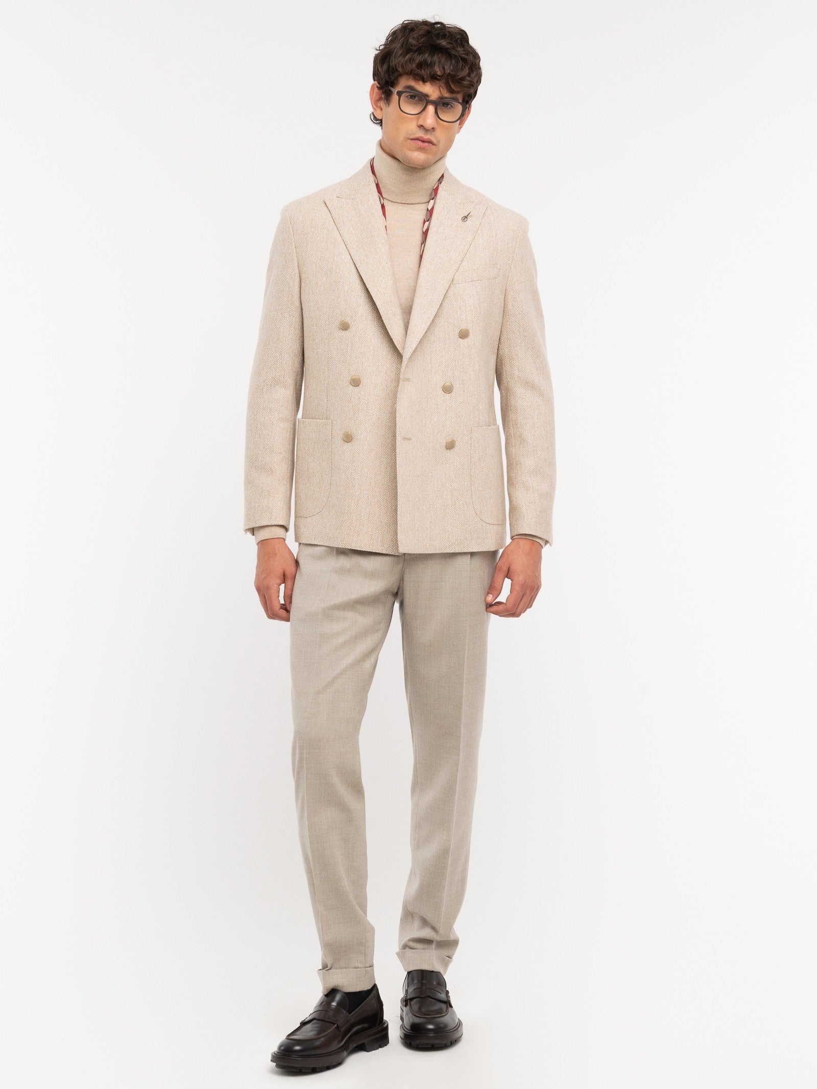 Giacca doppiopetto resca in misto lana 44 / BEIGE