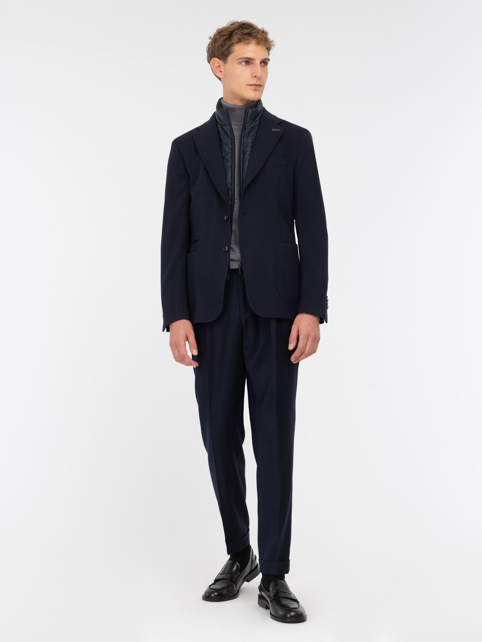 Giacca con pettorina in misto lana stretch 44 / BLU