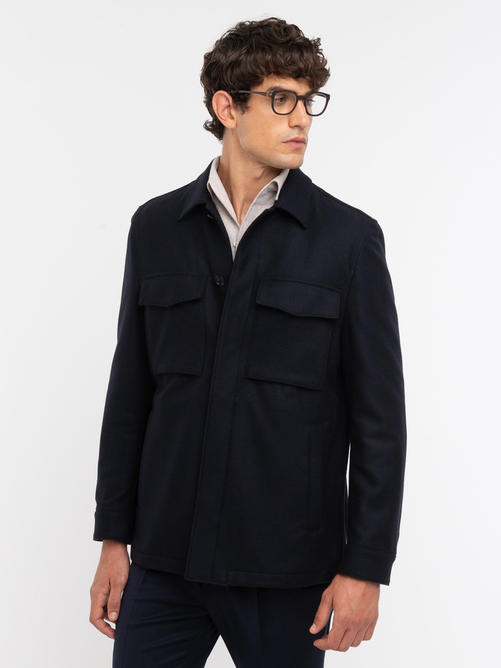 Overshirt panno leggero misto lana 44 / BLU