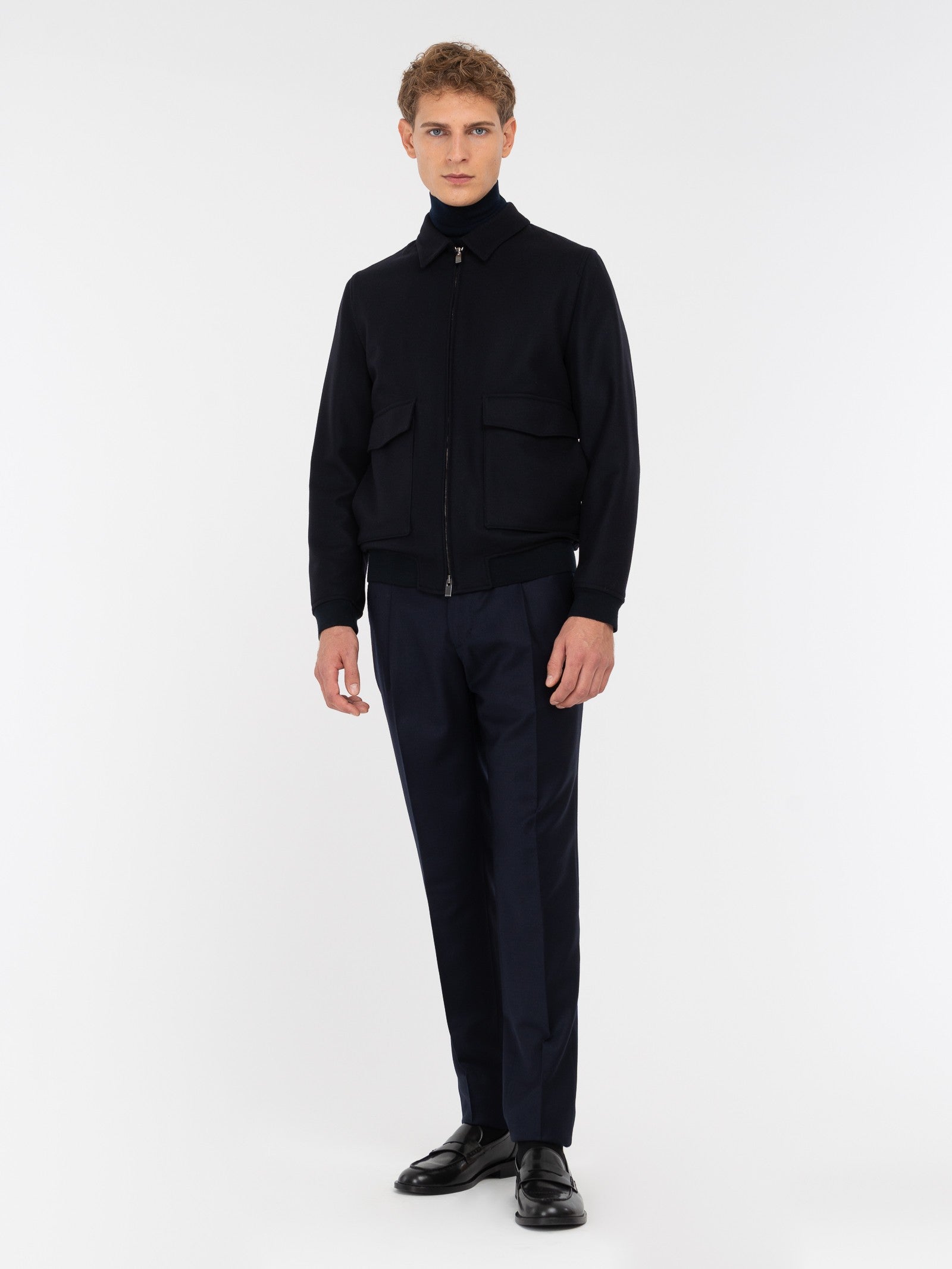 Bomber panno leggero misto lana 44 / BLU