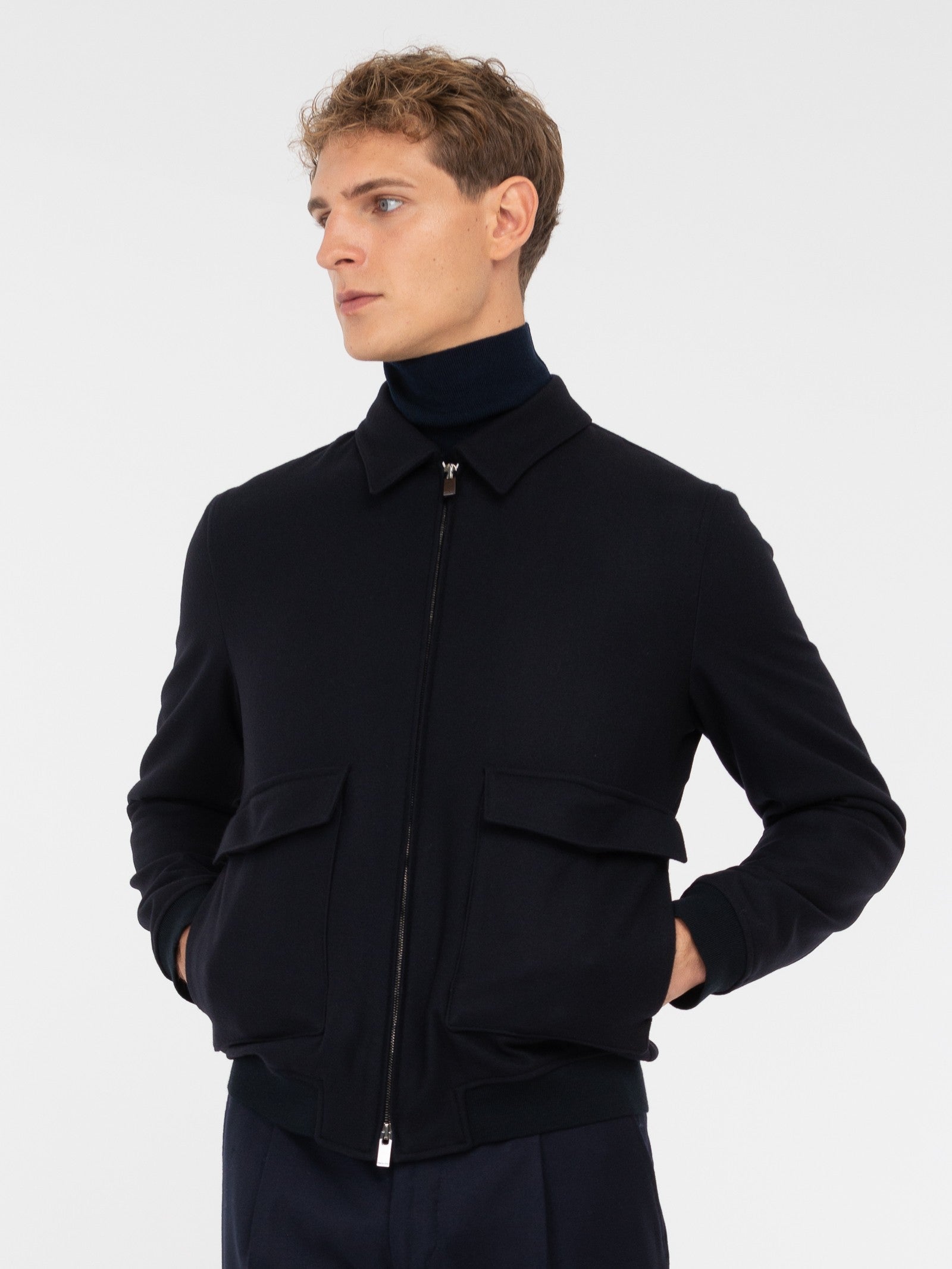 Bomber panno leggero misto lana 44 / BLU