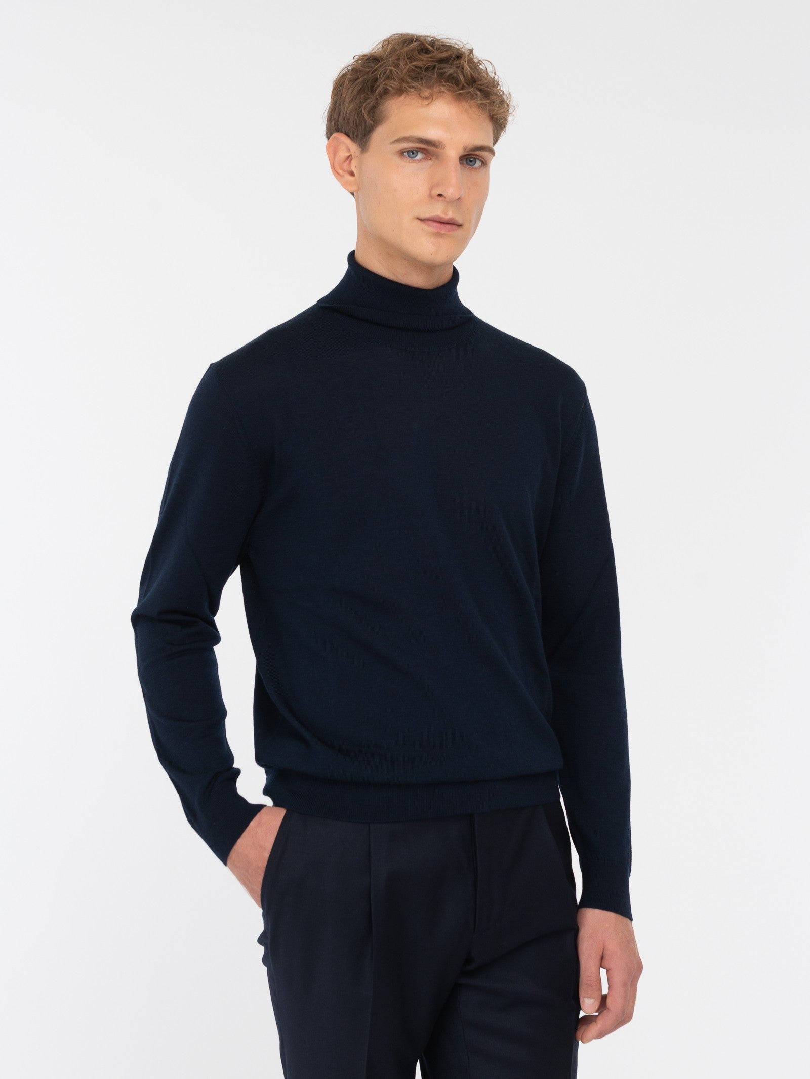 Dolcevita rasato pura lana merinos 3XL / BLU