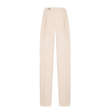 Pantalone pinces gabardina di cotone stretch 44 / BEIGE