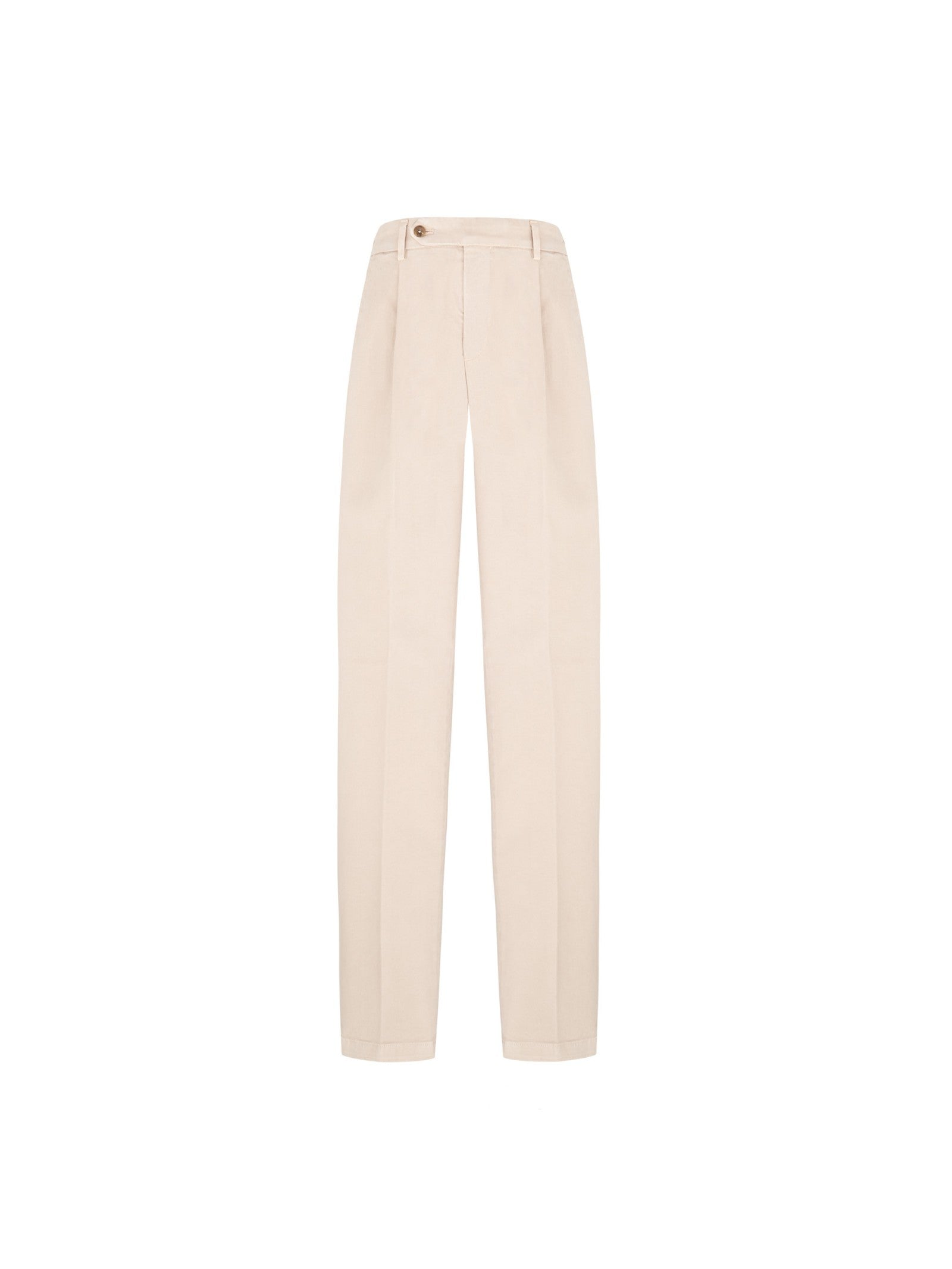 Pantalone pinces gabardina di cotone stretch 44 / BEIGE