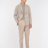 Pantalone pinces gabardina di cotone stretch 44 / BEIGE