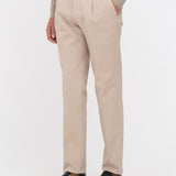 Pantalone pinces gabardina di cotone stretch 44 / BEIGE