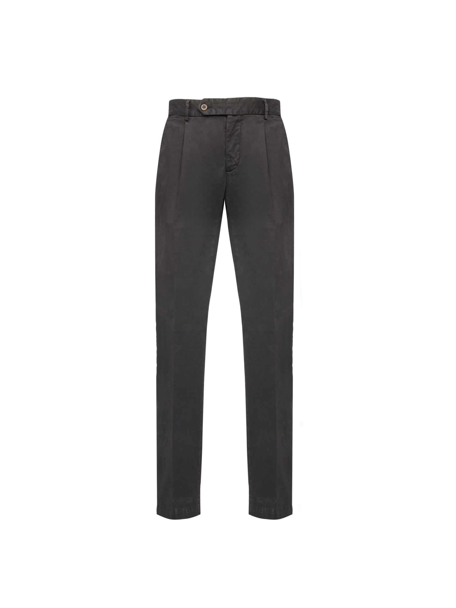 Pantalone pinces gabardina di cotone stretch 44 / MARRONE