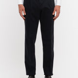 Pantalone pinces gabardina di cotone stretch 44 / BLU