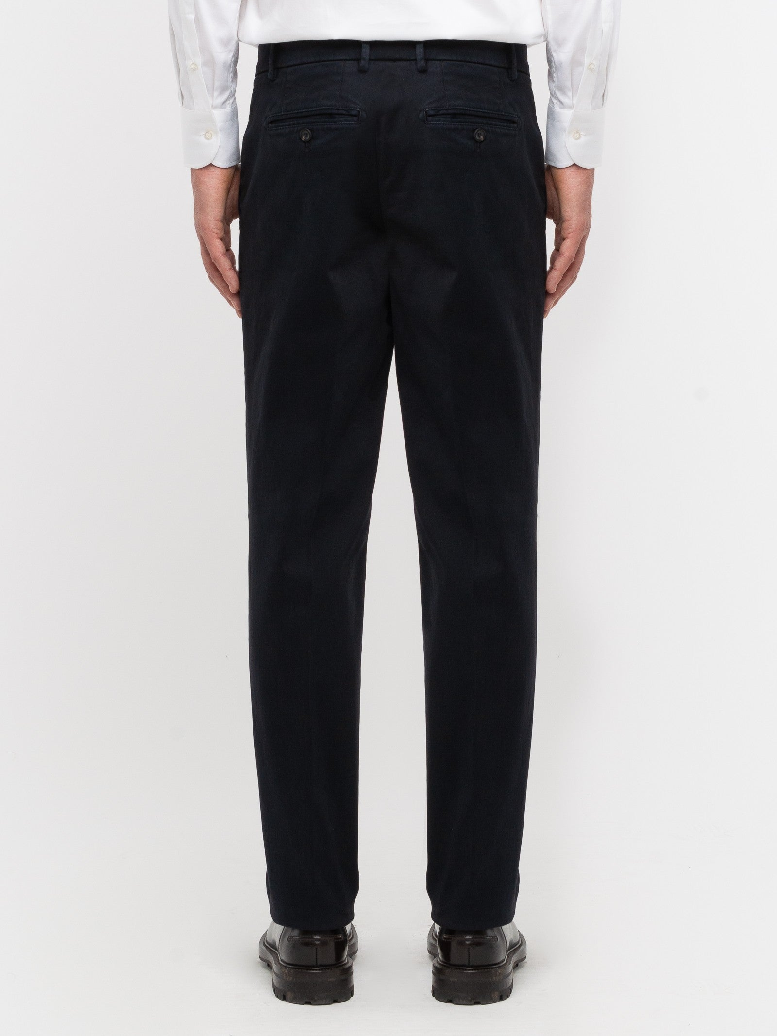 Pantalone pinces gabardina di cotone stretch 44 / BLU