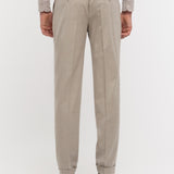 Pantalone pinces flanella di lana stretch 44 / BEIGE