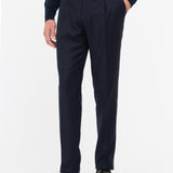 Pantalone pinces flanella di lana stretch 44 / BLU