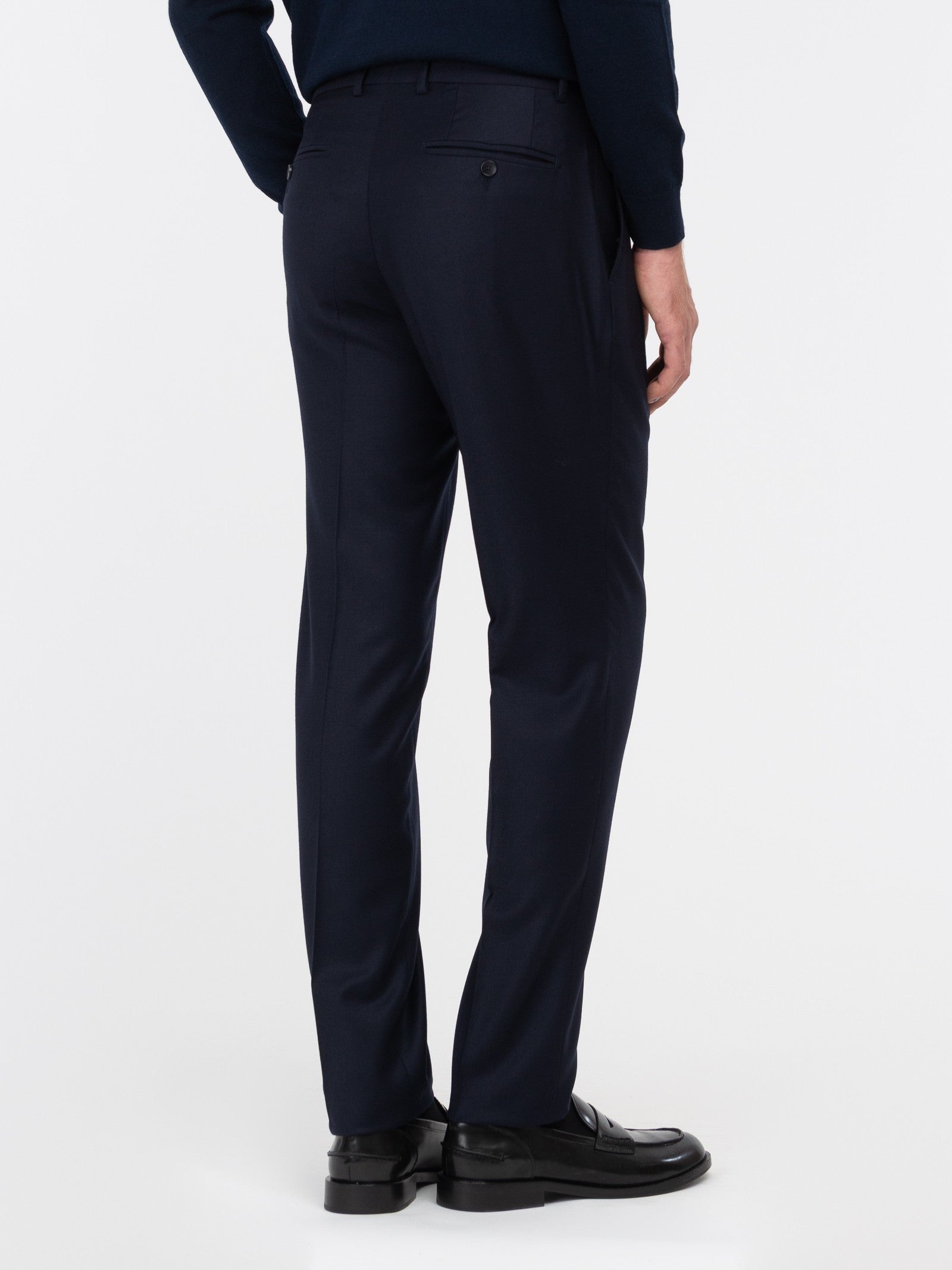 Pantalone pinces flanella di lana stretch 44 / BLU
