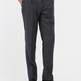 Pantalone pinces flanella di lana stretch 44 / GRIGIO