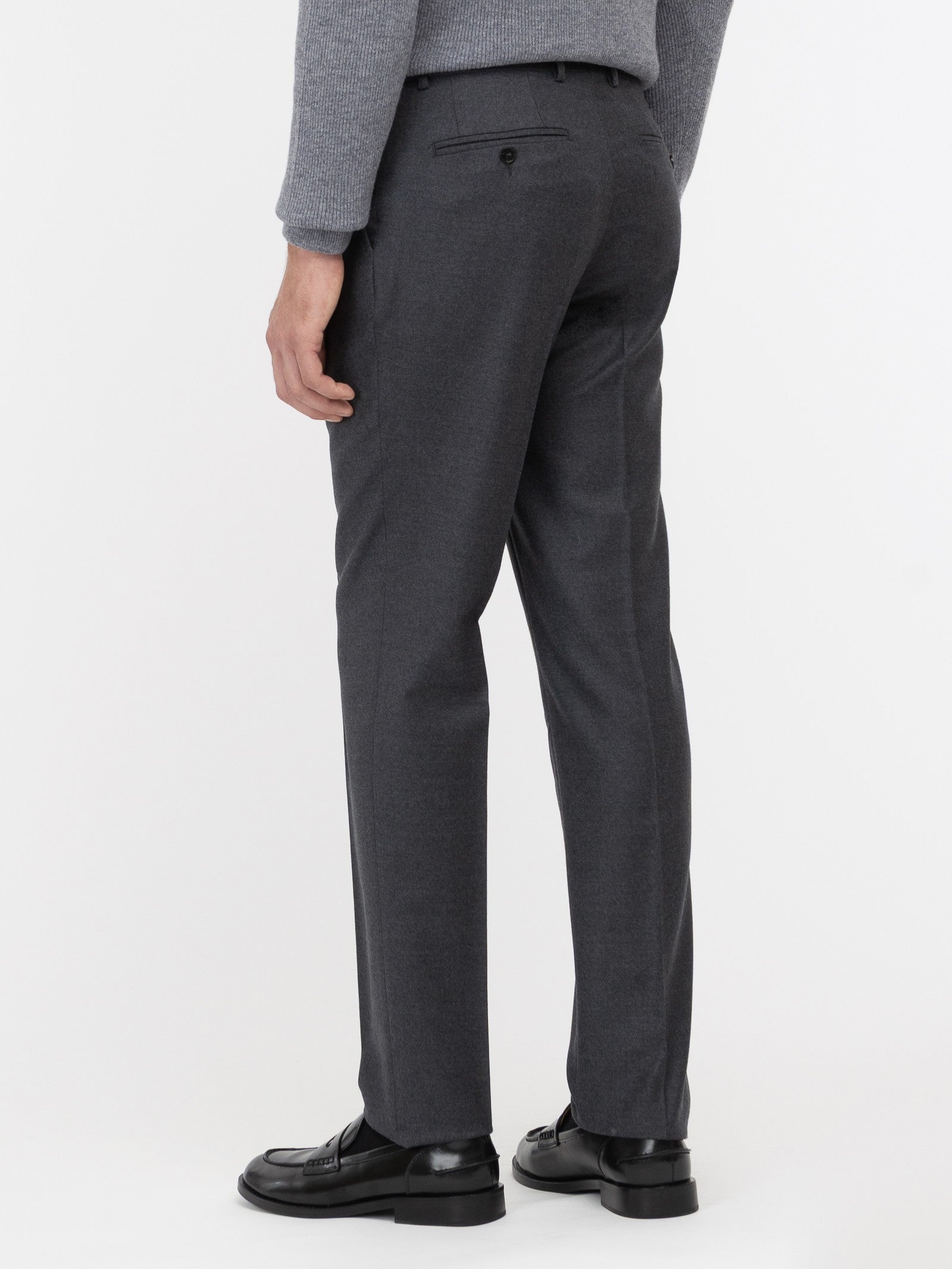 Pantalone pinces flanella di lana stretch 44 / GRIGIO