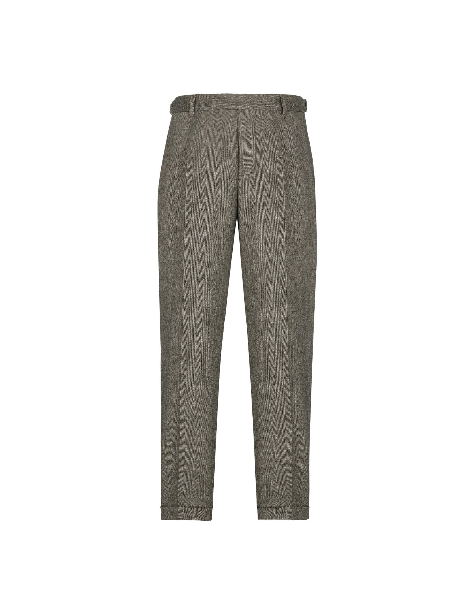 Pantalone pinces maxi resca misto lana stretch 44 / MARRONE