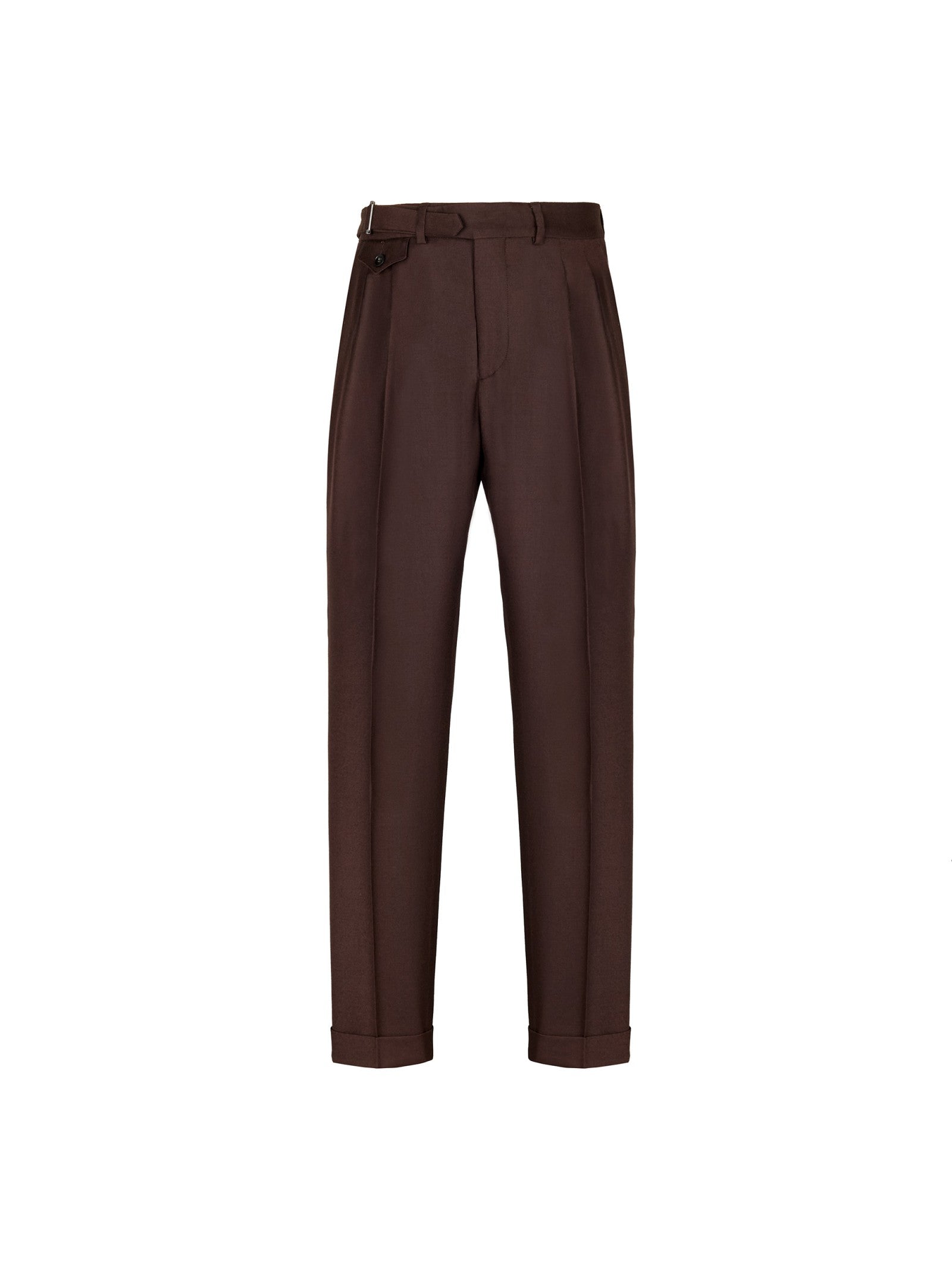Pantalone doppia pinces flanella di lana stretch 44 / MARRONE