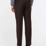 Pantalone doppia pinces flanella di lana stretch 44 / MARRONE
