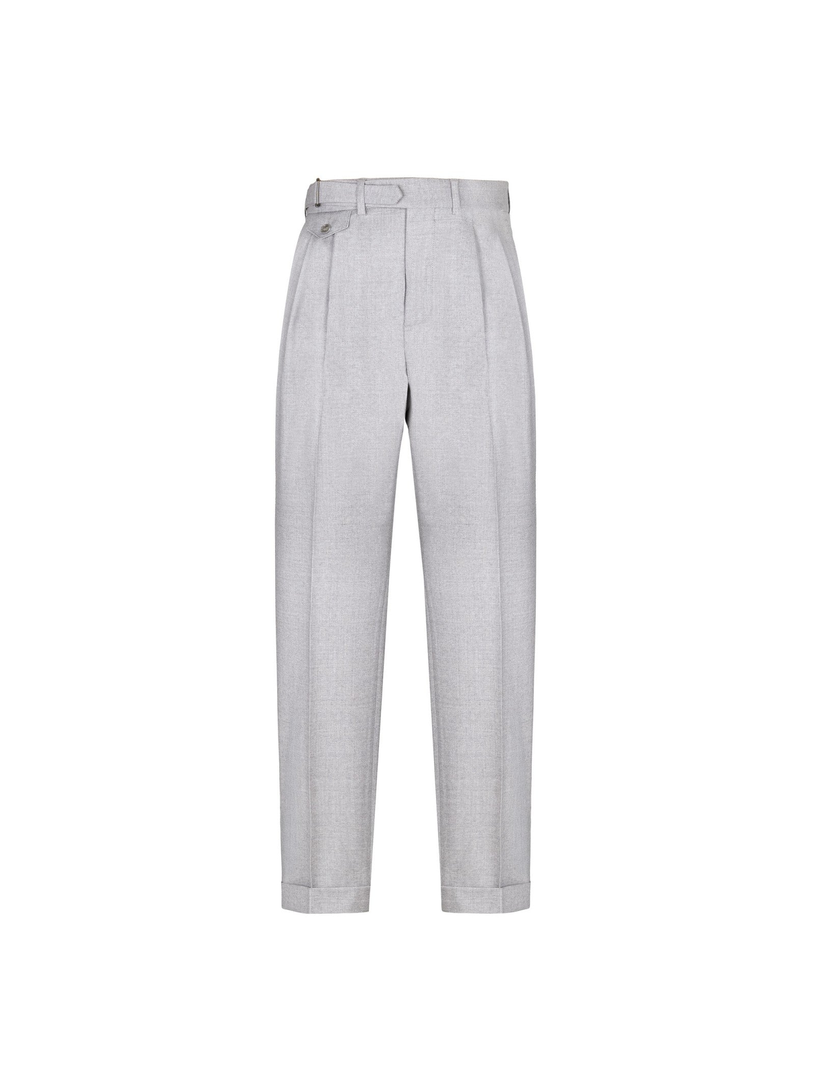 Pantalone doppia pinces flanella di lana stretch 44 / GRIGIO