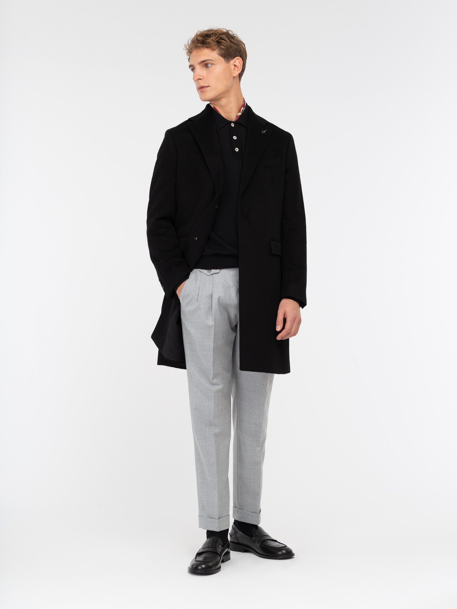 Pantalone doppia pinces flanella di lana stretch 44 / GRIGIO