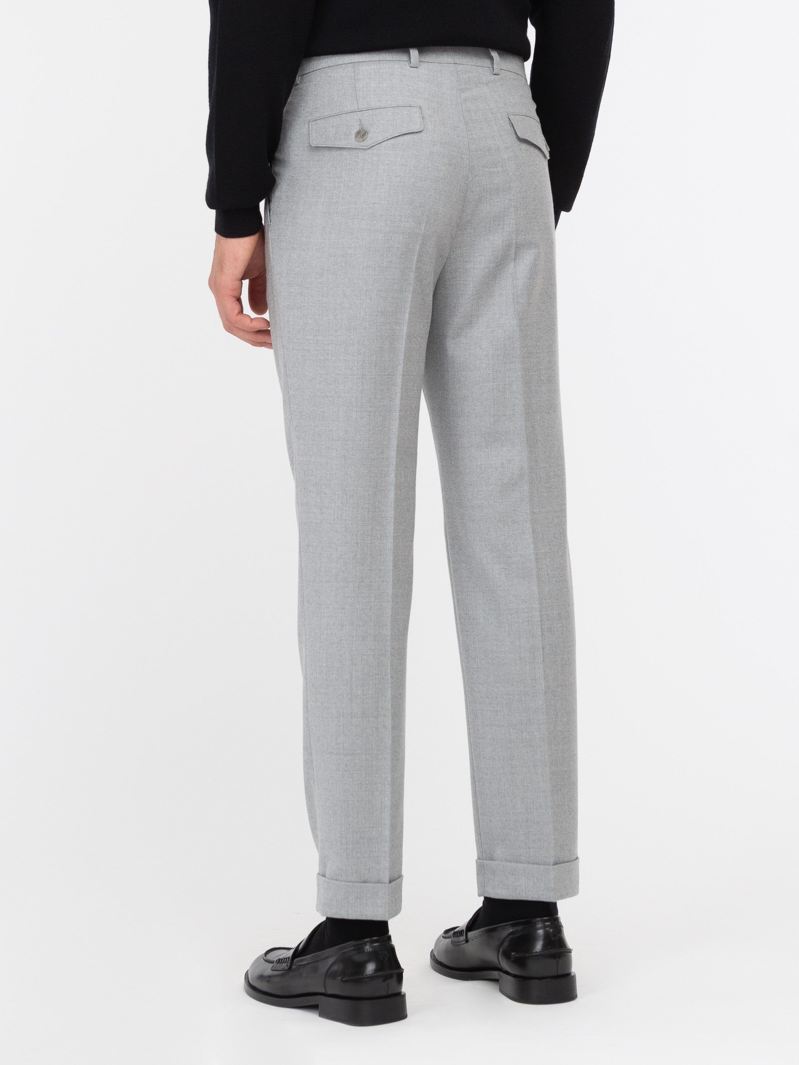 Pantalone doppia pinces flanella di lana stretch 44 / GRIGIO