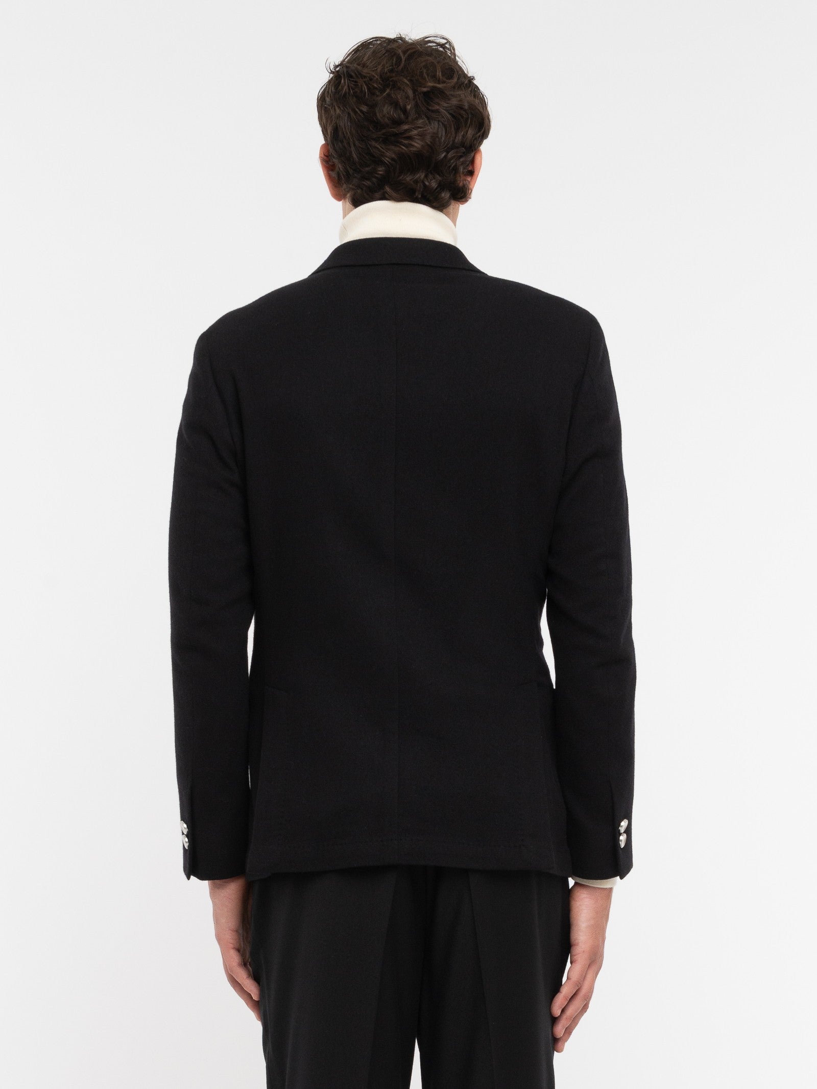 Giacca doppiopetto in flanella misto lana stretch 44 / NERO