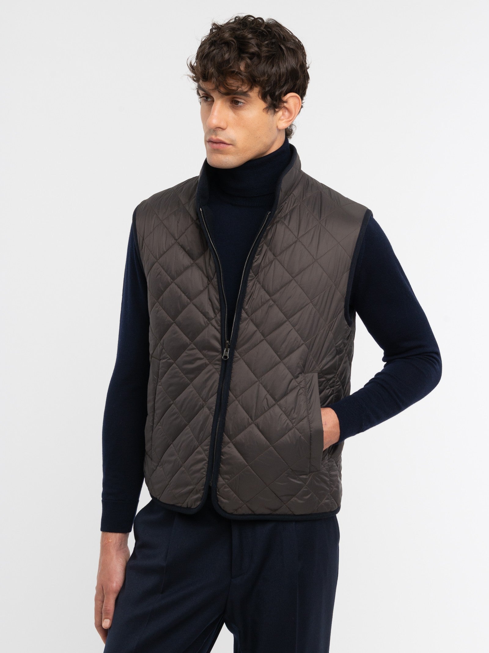 Gilet reversibile panno leggero misto lana 44 / BLU