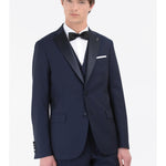 Abito con gilet microtexture in lana 44 / BLU