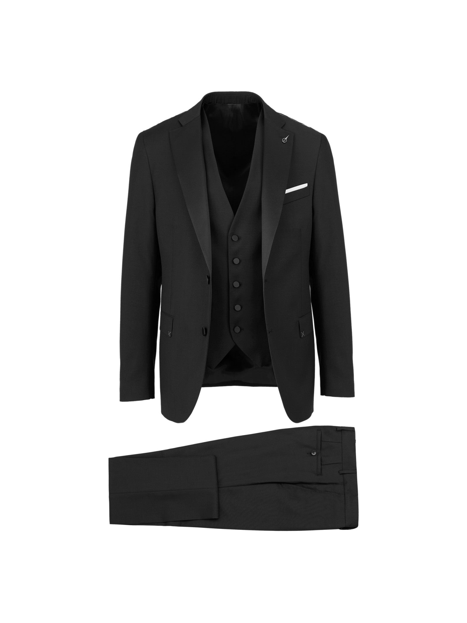 Abito con gilet microtexture in lana 44 / NERO