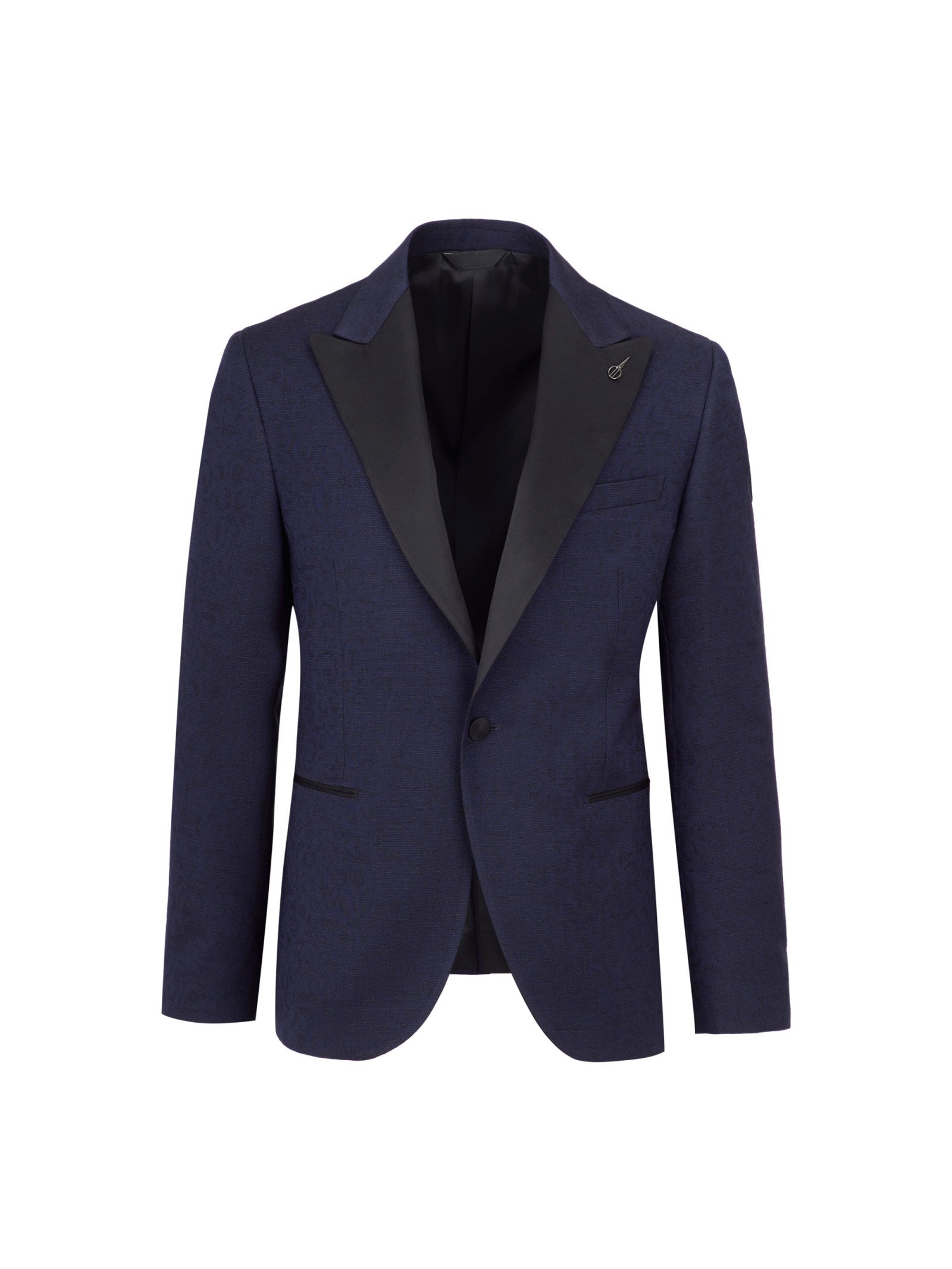 Giacca smocking in lana seta jacquard 44 / BLU