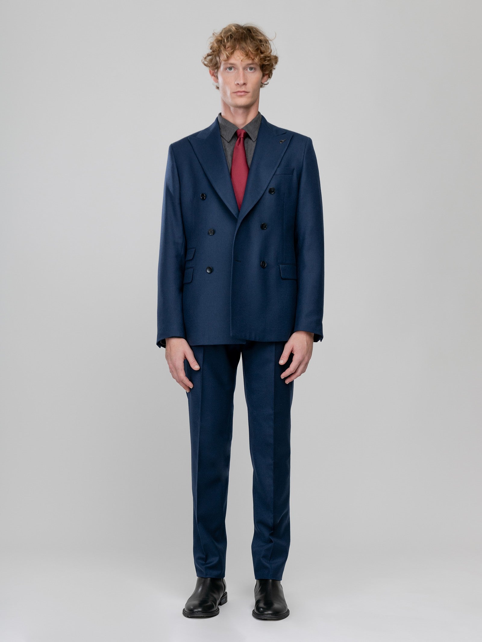 Abito slim flanella in lana stretch 44 / BLU