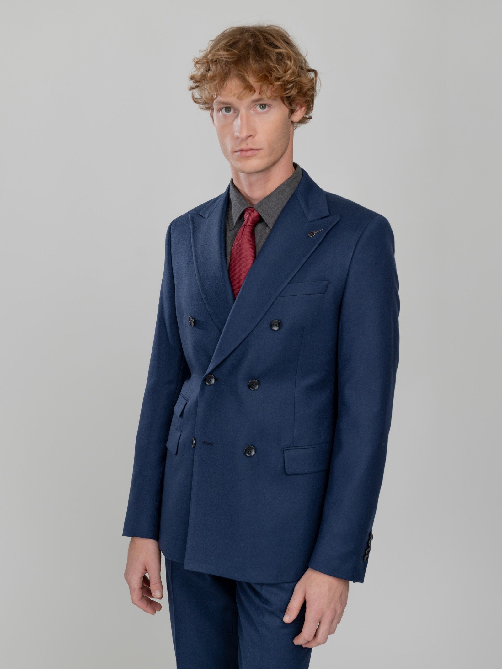 Abito slim flanella in lana stretch 44 / BLU