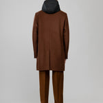 Cappotto con pettorina cappuccio in beaver lana cashmere 44 / MARRONE