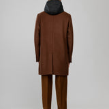 Cappotto con pettorina cappuccio in beaver lana cashmere 44 / MARRONE