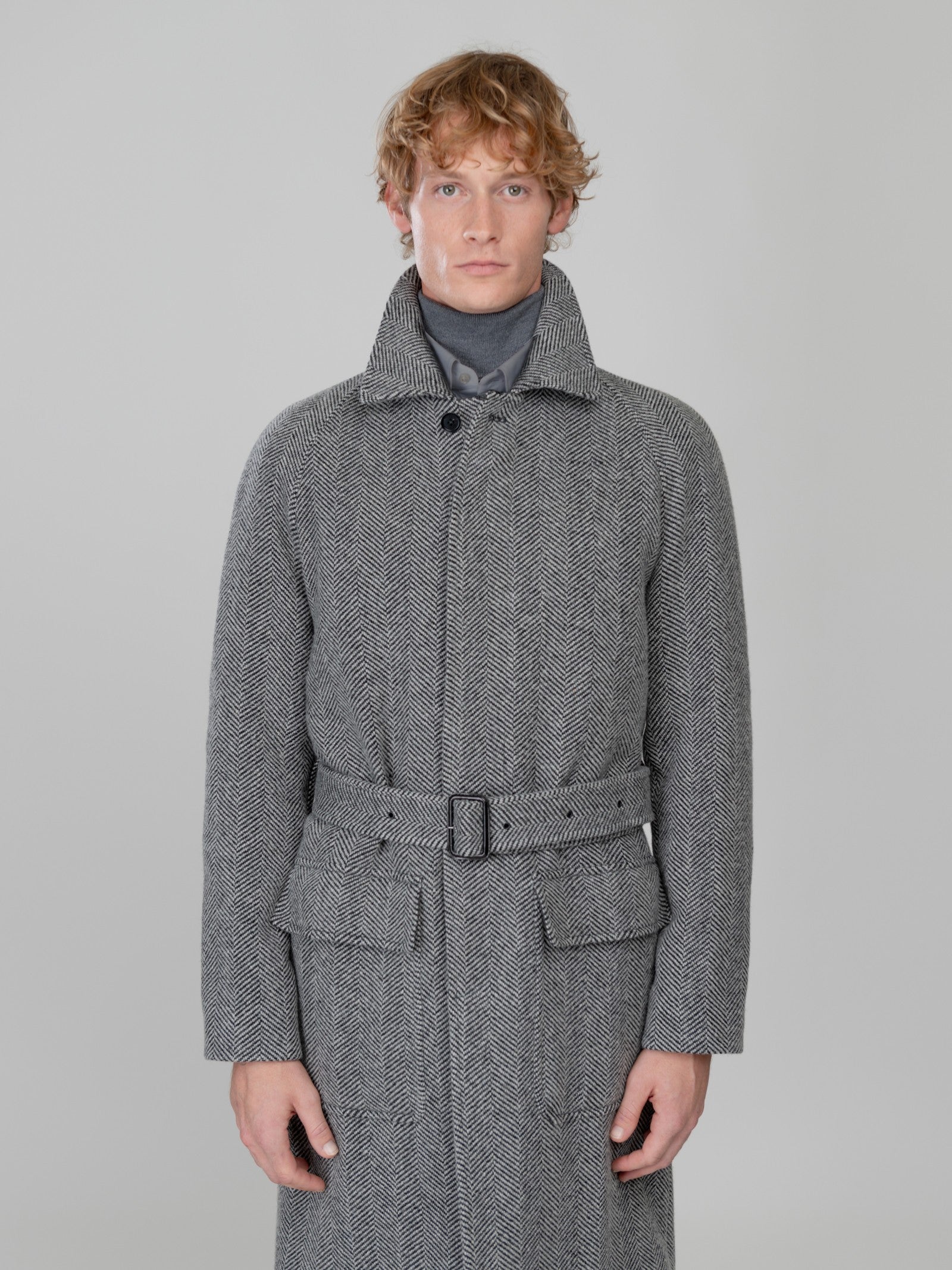 Cappotto con cinta resca melange` misto lana 44 / GRIGIO