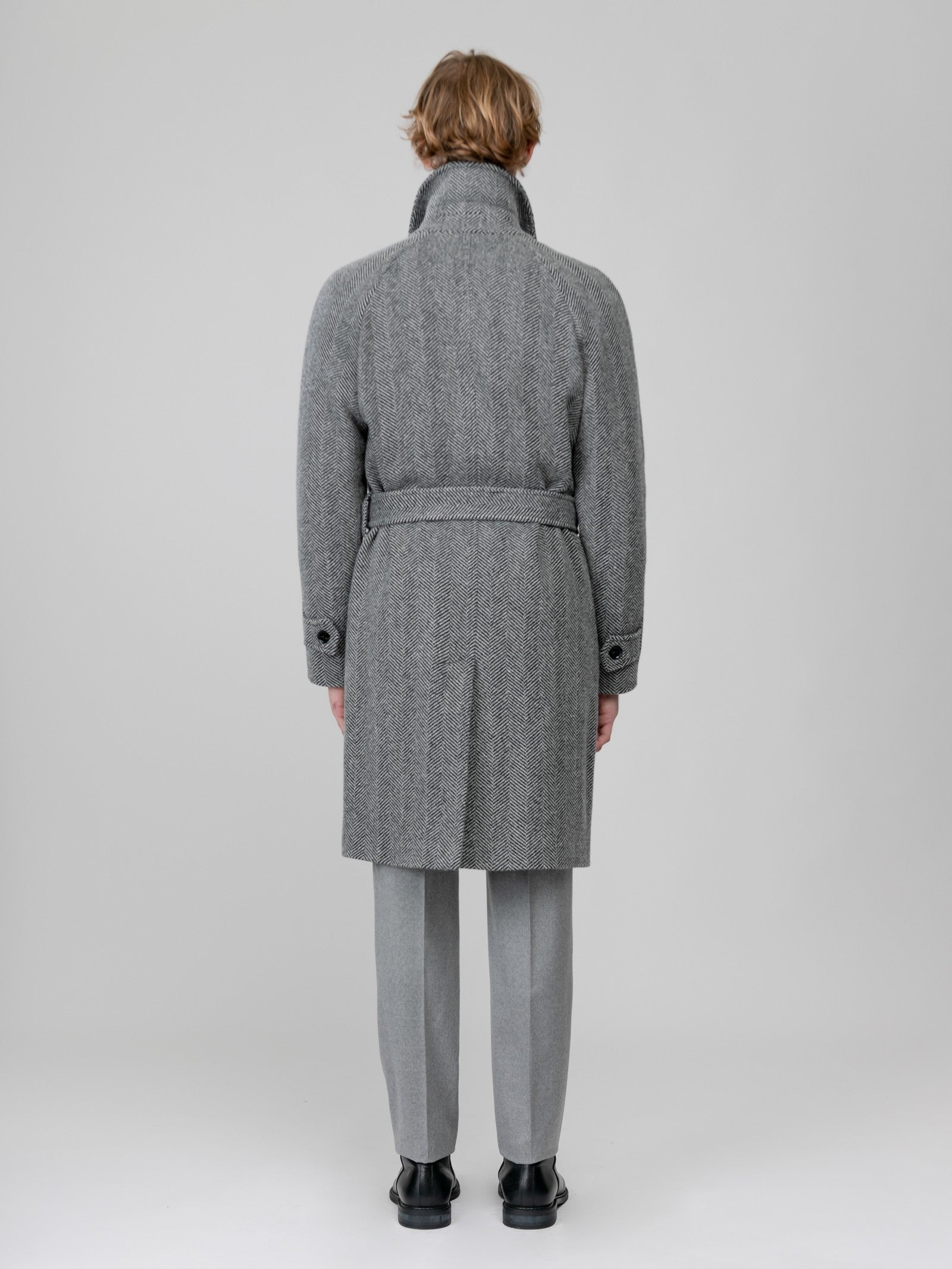 Cappotto con cinta resca melange` misto lana 44 / GRIGIO